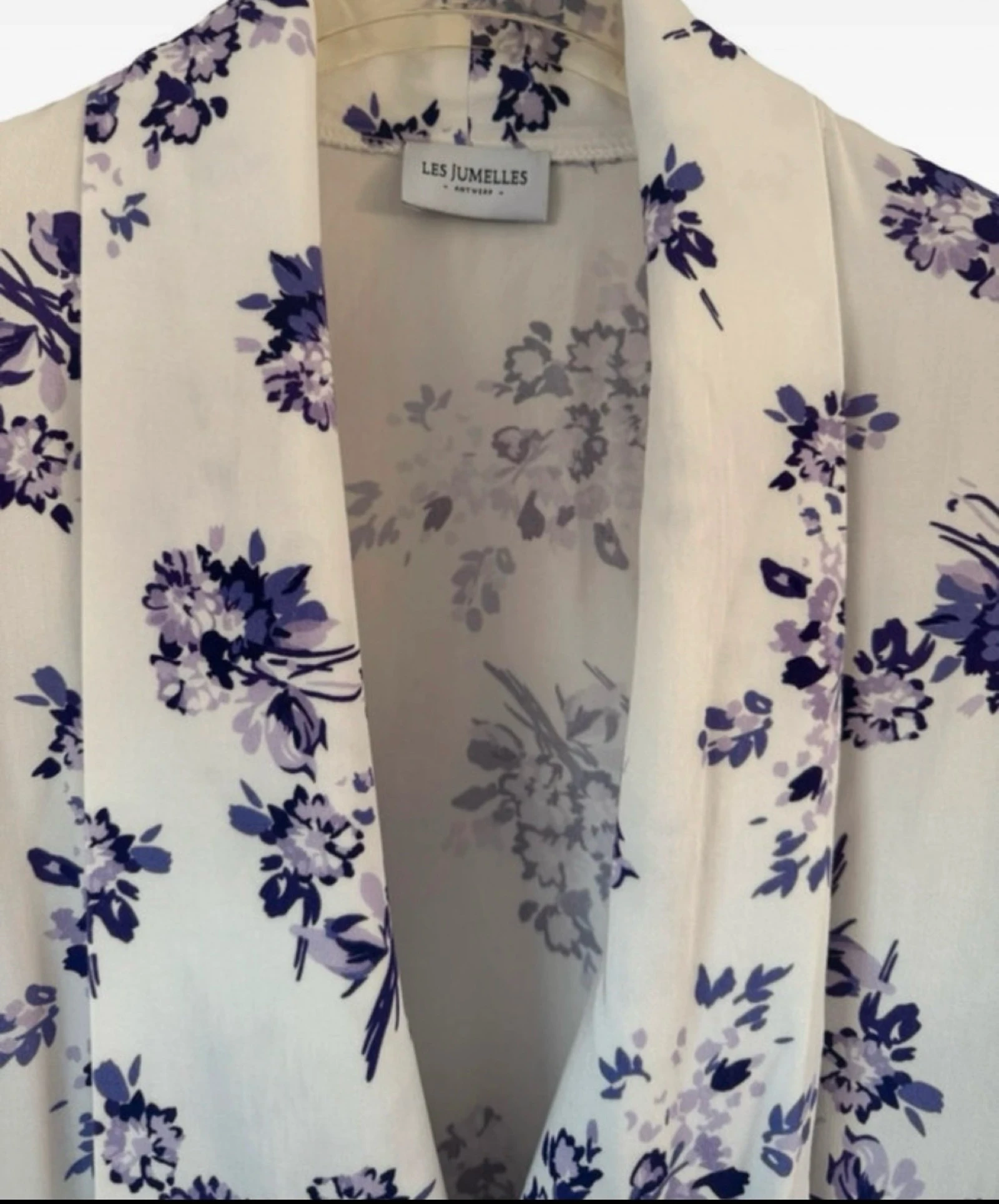 Les Jumelles maxi kimono floral print 100% viscose off white lilac – photo 6